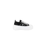 Windsor Smith Svart Canvas Platform Sneakers Intentions White, Dam