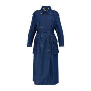 Emporio Armani Denim Trench Coat Blue, Dam