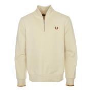 Fred Perry Half-Zip Sweatshirt med Logo Broderi Beige, Herr