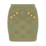 Balmain Kjol med dekorativa knappar Green, Dam