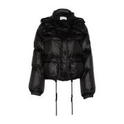 Ermanno Scervino Svart Vadderad Jacka med Huva Black, Dam