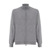 Fedeli Mjuk Texturerad Dragkedja Cardigan Gray, Herr