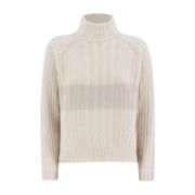 Panicale Finstickad Turtleneck Jumper Beige, Dam