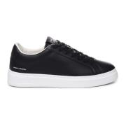 Crime London Svarta Lädersneakers med Vit Sula Black, Herr