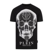 Philipp Plein Svart Bomull T-shirt med Varumärkessymboler Black, Herr