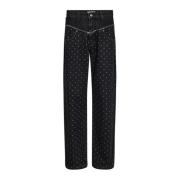 Co'Couture Svart Dot Block Långa Jeans Black, Dam