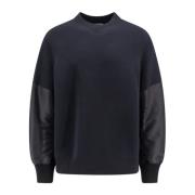 Sacai Bomullsweatshirt med nyloninsatser Black, Herr