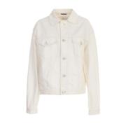 Maison Margiela Vit Oversized Denimjacka med Fickor White, Dam