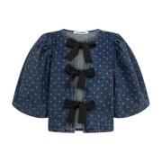 Co'Couture Darincc Dot Bow Blouse Blå Blue, Dam