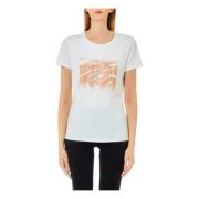 Liu Jo Bomull T-shirt med Logobroderi Blue, Dam