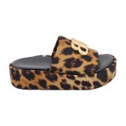 Balenciaga Animalier Print Slide Sandaler Multicolor, Dam