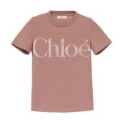 Chloé Sammet Logo Rosa T-shirts och Polos Pink, Dam