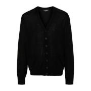 Dsquared2 Svart Stickad Kofta Tröjor Black, Herr