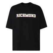 John Richmond Svart bomull T-shirt med logotyp Black, Herr