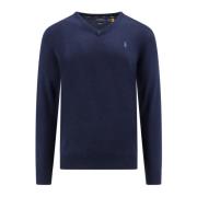 Polo Ralph Lauren Pima Bomull V-Hals Tröja Blue, Herr