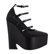 Versace Satin Décolleté Pumps Black, Dam