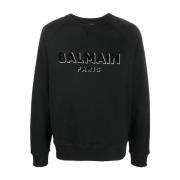 Balmain Svart Tröja med Logotyptryck Black, Herr