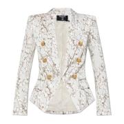 Balmain Satinblazer med tryck Gray, Dam