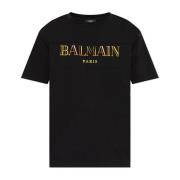 Balmain T-shirt med färgglatt broderat logotyp Black, Herr