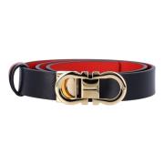 Salvatore Ferragamo Reversibel Gancini Bälte i Nero + Flame Red Black,...