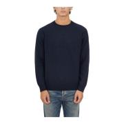 Paolo Pecora Ull Crewneck Tröja Blue, Herr