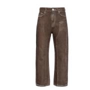 Pinko Svartfläckiga Loose-Fit Arbetskläder Jeans Brown, Dam