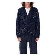 YMC You Must Create Marin Jacquard Stickad Kofta Aw24 Blue, Herr