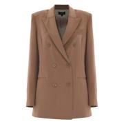 Kocca Elegant Double-Breasted Jacket with Welt Pockets Beige, Dam