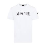 Moncler Vit T-Shirt med Korta ärmar White, Herr