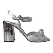 Dolce & Gabbana Silver Kristall Ankelrem Keira Sandaler Gray, Dam