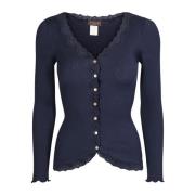 Rosemunde Marinblå Spets Cardigan Elegant Feminin Blue, Dam