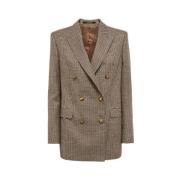 Tagliatore Italiensk Dubbelknäppt Ullblazer Brown, Dam