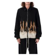 Rick Owens Svarta Flammor Dragkedja Jacka Aw24 Black, Herr