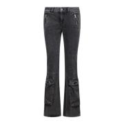 Diesel Flared D-Poky-S Jeans med Cargo Fickor Black, Dam