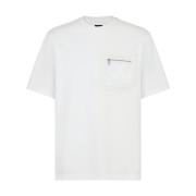 Fendi Vit Skater Fit T-shirt med Dragkedjeficka White, Herr