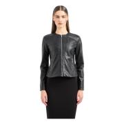 Armani Exchange Urban Stil Svart Läderjacka Black, Dam