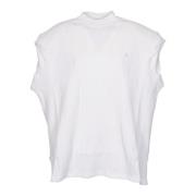 The Attico Vit Ribbad T-shirt Laurie Logo Patch White, Dam