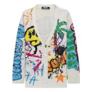 Barrow Graffito Print Multicolor Stickad Kofta Multicolor, Herr