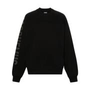 Jacquemus Typo Bomull Sweatshirt Topp Black, Herr