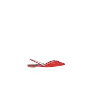 Carolina Herrera Röd Mesh Insignia Platta Skor Red, Dam