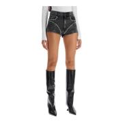 Mugler Nitardekorerade denimshorts Gray, Dam