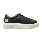 Paciotti Svart lädersneaker med vitt logotyp Black, Dam