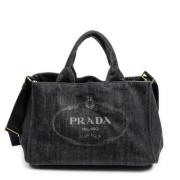 Prada Vintage Pre-owned Canvas handvskor Black, Dam