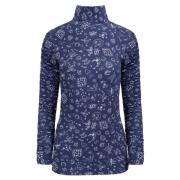 Jaaf Ballerina Navy Print Turtleneck Top Blue, Dam