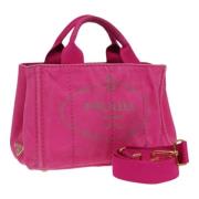 Prada Vintage Pre-owned Canvas handvskor Pink, Dam