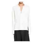 Mugler Off-White Piqué V-Neck Top White, Herr