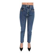 Re/Done Indigo Sten Prydd Slim-Fit Jeans Blue, Dam