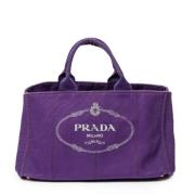 Prada Vintage Pre-owned Canvas handvskor Purple, Dam