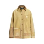 Polo Ralph Lauren Bomull Worker Jacka med Tartan Foder Beige, Dam