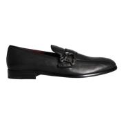 Dolce & Gabbana Svarta läderlogga loafers män klädskor Black, Herr